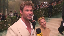 image for Chris Hemsworth and Elsa Pataky Coordinate in Cream and Camel at Met Gala Debut