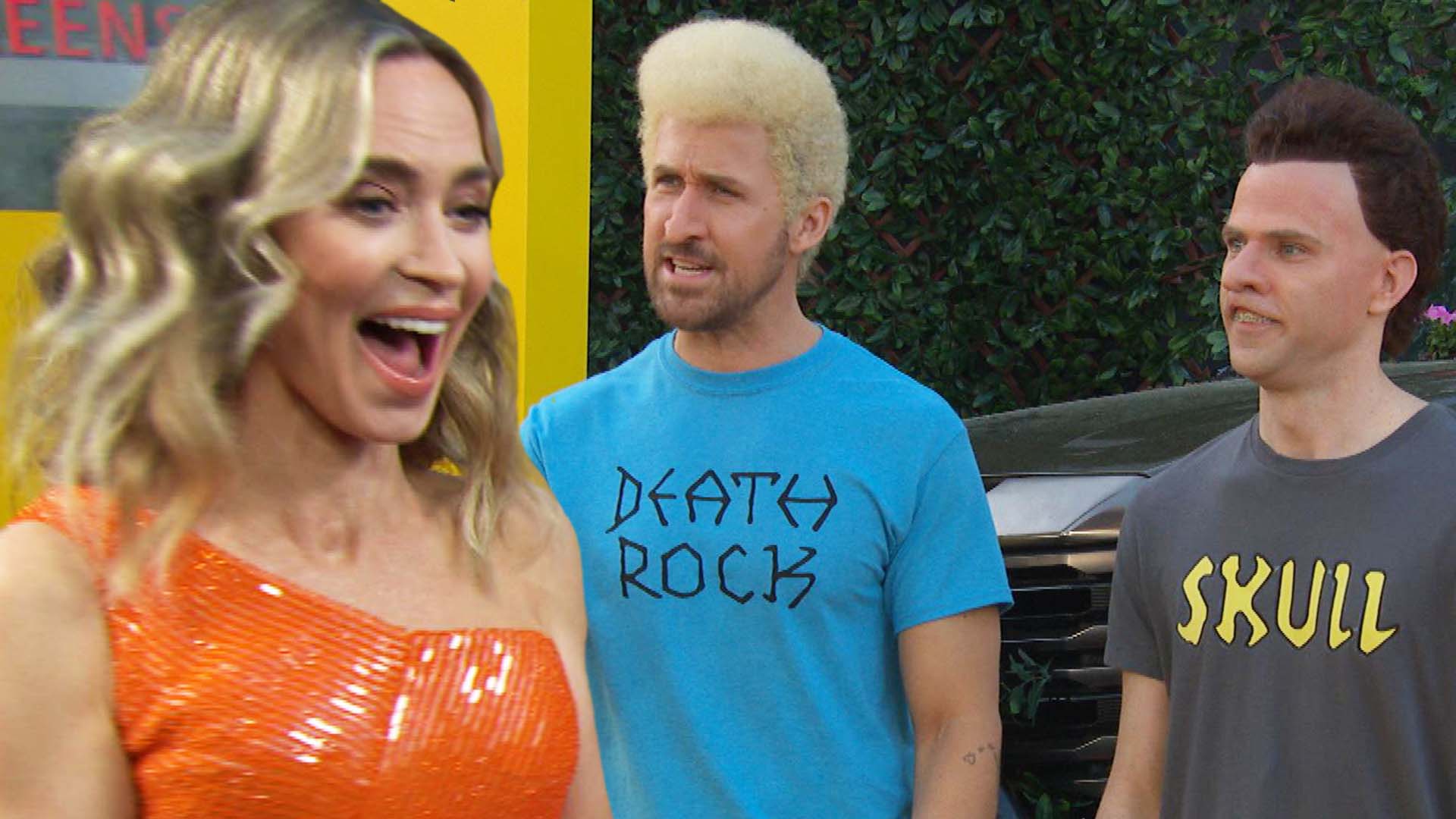 Watch Ryan Gosling and Mikey Day Crash Emily Blunt's Interview as Beavis and Butt-Head